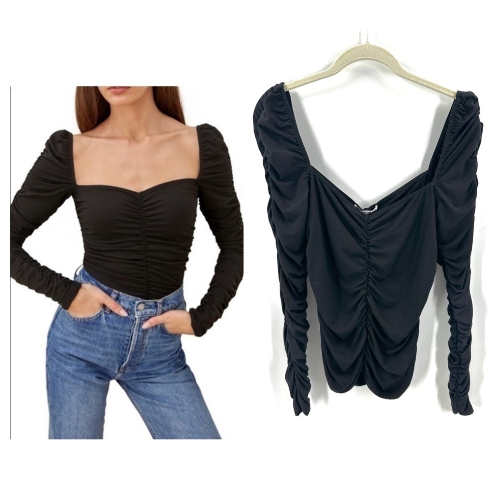 Reformation Esra Top Womens Large Ruched Witchy Whimsy Goth Fairy Grunge Stretch